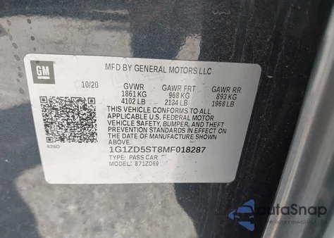 2021 Chevrolet Malibu Fwd Lt z USA, uszkodzony, nr VIN 1G1ZD5ST8MF018287